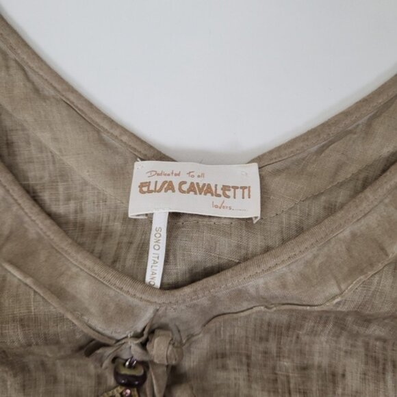 Tan Tank Top Sleeveless Vneck Babydoll Empire Waist Panelling Panels Fitted - Picture 6 of 13